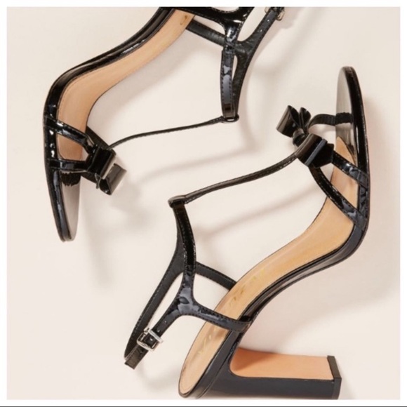 Vicenza Metallic Bow T-Strap Heels - Picture 2 of 13